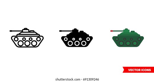 Tank icon of 3 types: color, black and white. Isolated vector sign symbol.