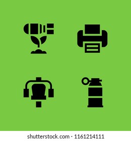 tank icon. 4 tank set with printer, war, station and grenade vector icons for web and mobile app