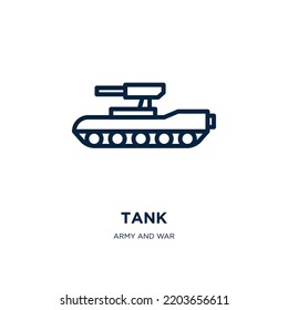 tank icon from army and war collection. Thin linear tank, industry, storage outline icon isolated on white background. Line vector tank sign, symbol for web and mobile