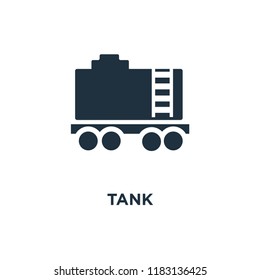 Tank icon. Black filled vector illustration. Tank symbol on white background. Can be used in web and mobile.