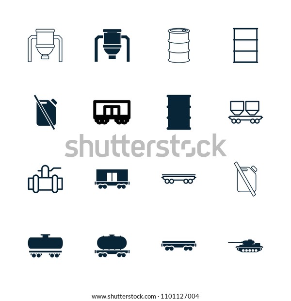 Tank icon. collection of 16 tank filled and\
outline icons such as barrel, cargo wagon, pump. editable tank\
icons for web and mobile.