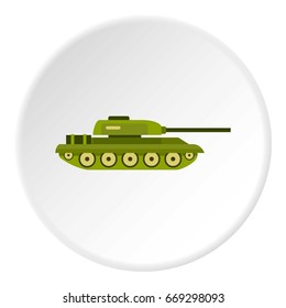 Tank icon in flat circle isolated on white background vector illustration for web