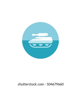 Tank icon in flat color circle style. Military weapon war.