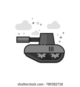 Tank icon in flat outlined grayscale style. Vector illustration.