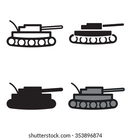 Tank icon in four variations. Colored and black/white. Vector eps10.