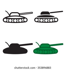 Tank icon in four variations. Colored and black/white. Vector eps10.