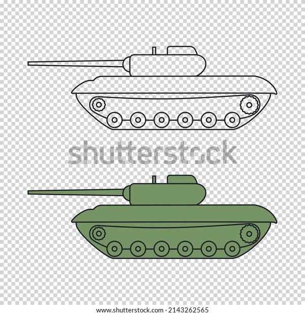 Tank icon isolated on transparent\
background. Tank logo concept in flat style. Battle transportation\
with weapon. Vector\
illustration