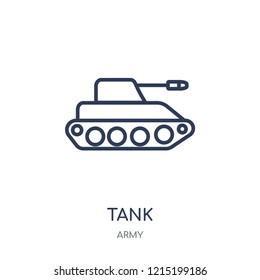 Tank icon. Tank linear symbol design from Army collection.