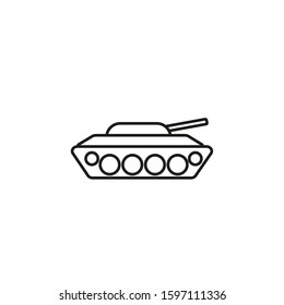 Tank icon. Tank linear symbol design from Army collection.