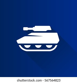Tank icon in Metro user interface color style. Military weapon war.