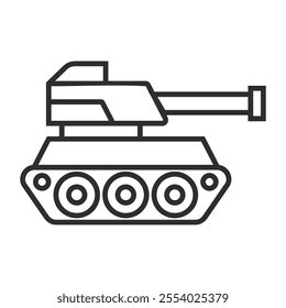 Tank icon, Military symbol outline icon, editable vector illustration and transparent graphic element. Isolated on white background
