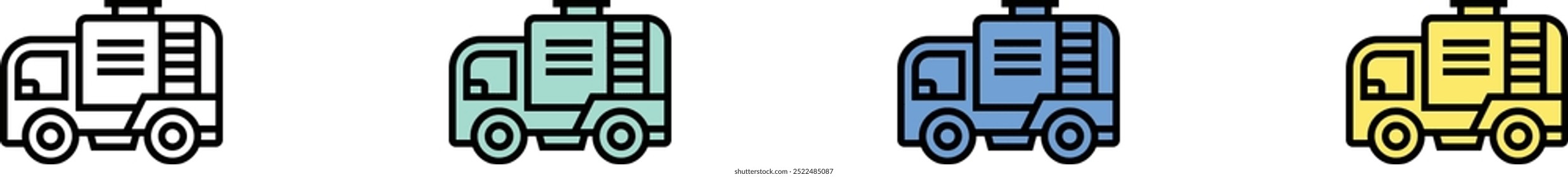 tank icon. Outline, Green, Blue and Yellow Style Design Isolated On White Background