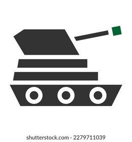 tank icon solid style grey green colour military illustration vector army element and symbol perfect. Icon sign from modern collection for web.