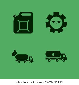 Tank Icon. Tank Vector Icons Set Gear Sprout, Canister And Oil Truck