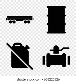 Tank icons set. set of 4 tank filled icons such as pump, barrel, cargo wagon