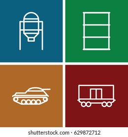 Tank icons set. set of 4 tank outline icons such as tank, barrel