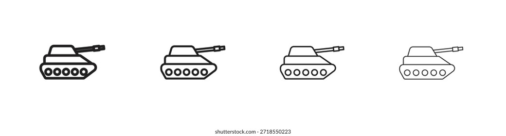 Iconos del tanque, conjunto de iconos lineales. Iconos lineales negros de la palma