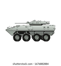Tanque aislado sobre fondo blanco. Máquina militar vectorial. Logotipo del tanque. EPS10