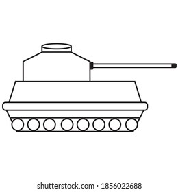 Tanque aislado sobre fondo blanco. Máquina militar vectorial.