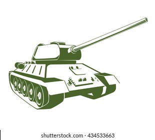 Tank isolated on white background. Vector Military machine. Tank logotype. Black and white tank icon.