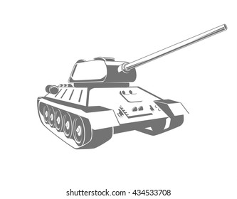 Tank isolated on white background. Vector Military machine. Tank logotype. Black and white tank icon.