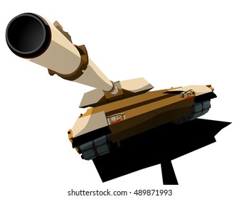 Tank isolated on white background. Vector Military machine. Tank logotype. Black and white tank icon.