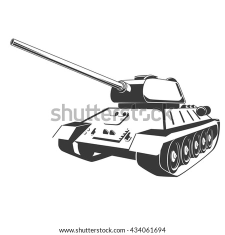 Tank isolated on white background. Vector Military machine. Tank logotype. Black and white tank icon.