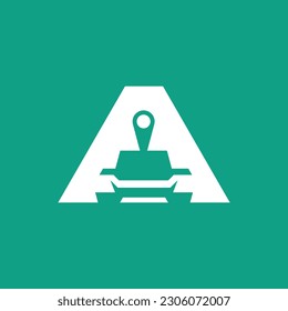 A tank letter negative space logo design vector
