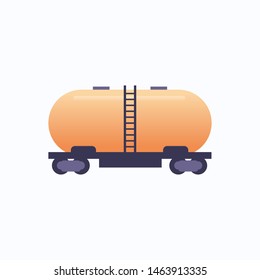 tank with liquid cylinder wagon icon railroad transportation oil industry concept flat white background