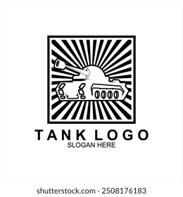 Tank logo icon design vector, Black tank vector illustration on white background.	