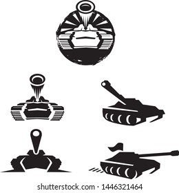 Tank Logo Pack Icon Design Vector Silhouette