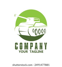 Vector de diseño de Plantilla de logotipo de tanque. Ilustración del logotipo del tanque ideal para las marcas militares.
