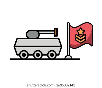 tank military force with flag vector illustration design