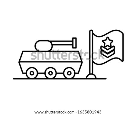 tank military force with flag vector illustration design