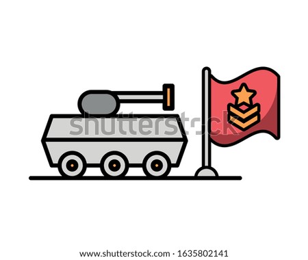 tank military force with flag vector illustration design