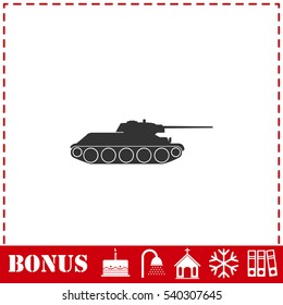 Tank military icon flat. Simple vector symbol and bonus icon