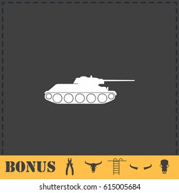 Tank military icon flat. Simple vector symbol and bonus icon