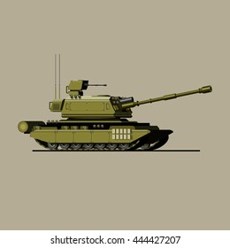 Tank. A military panzer. barrel. attack. 