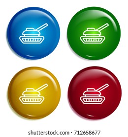 Tank multi color gradient glossy badge icon set. Realistic shiny badge icon or logo mockup