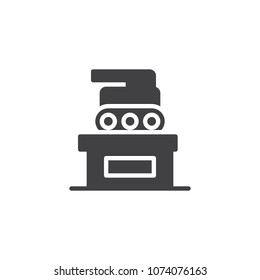 Tank on the pedestal vector icon. filled flat sign for mobile concept and web design. Tank monument simple solid icon. Symbol, logo illustration. Pixel perfect vector graphics