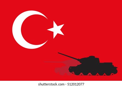 Tank on the Turkish flag