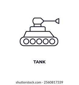 tank outline icon. Linear vector from army and military concept. Thin line tank icon isolated on white background