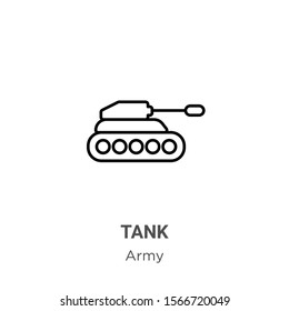 Tank outline vector icon. Thin line black tank icon, flat vector simple element illustration from editable army concept isolated on white background