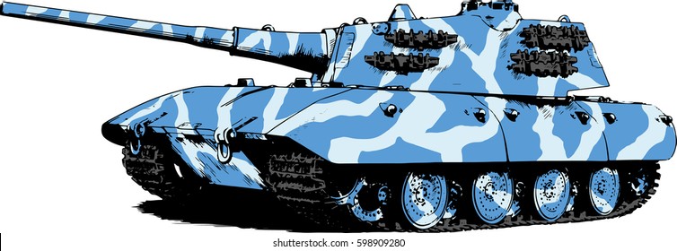 the tank is painted with ink on a white background