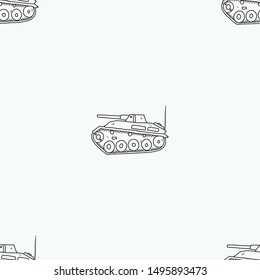 Tank pattern hand drawn illustration for coloring and line art. Seamless kids coloring for education.