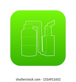 Tank and pipe icon green vector isolated on white background