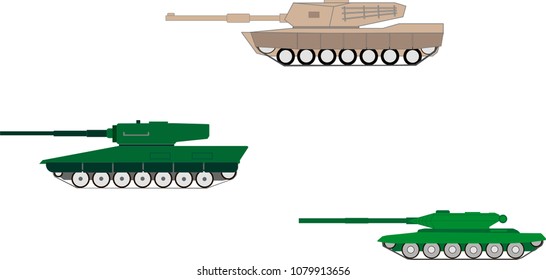 Tank profiles on white background