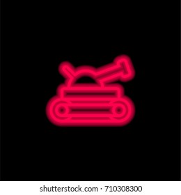 Tank red glowing neon ui ux icon. Glowing sign logo vector