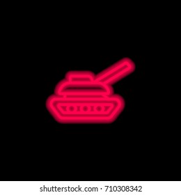 Tank red glowing neon ui ux icon. Glowing sign logo vector