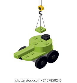 Tank repair concept on white background. Vector illustration